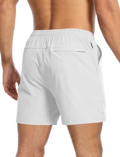 Aolesy Men’s 2 in 1 Running Shorts 5 Inch Quick Dry Workout Gym Shorts with Pockets Tennis Training Athletic Shorts with Liner for Men White - Image 3