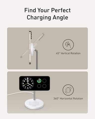 Anker MagSafe Compatible MagGo Charger Stand, iPhone 17 Wireless Charger, 2-in-1 Charging Station, Qi2 Certified 15W Fast Charging, for iPhone 17/16/15/14/13/12, AirPods Pro (Black, No Adapter) - Image 4