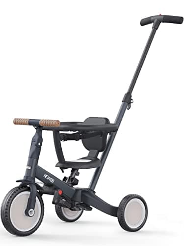 newyoo TR008 Tricycle for Toddlers 1-3, 5 in 1 Baby Balance Bike, Christmas and Birthday Gift for Boy and Girl, Toddler Bike with Parent Push Handle & Safety Guard, Dark Gray, TR008 - Image 1
