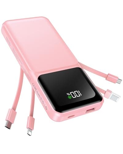 Portable Charger with Built in Cable - 20000mAh Fast Charging Slim 22.5W Power Bank USB C LED Display Battery Pack 5 Outputs & 3 Inputs for Travel Essentials iPhone Samsung Android Phones Tablets - Image 1