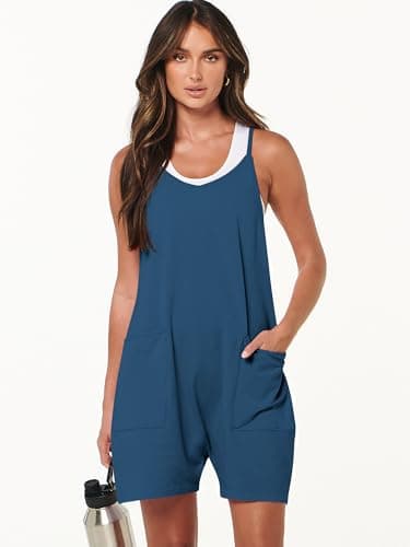 ANRABESS Womens Rompers Summer Casual Loose Sleeveless Overalls Spaghetti Strap Shorts Jumpsuit 2025 Beach Vacation Outfits Medium - Image 2