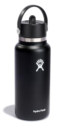 Hydro Flask Water Bottle - Insulated Stainless Steel - Wide Mouth Flex Straw Lid, Non Spill, Leakproof and Refillable in 32 Oz Black - Image 2