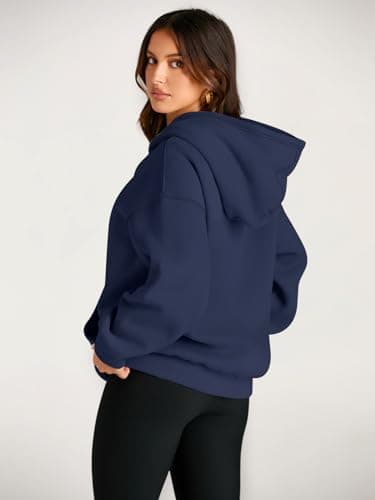Trendy Queen Womens Oversized Hoodies Fleece Sweatshirts Long Sleeve Sweaters Pullover Fall Outfits Winter Clothes Navy M - Image 4