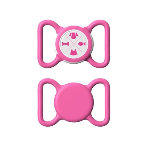 AmxminaID Waterproof Holder for Dog Collar, Tracker Protective Case, Holder for Dog Collar, Silicone Soft Lightweight (Rose, Large)