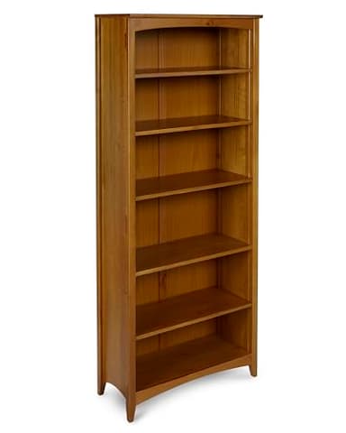 Camaflexi Shaker Style 6 Shelf Bookcase / Solid Wood / 72 inch Tall / Adjustable Shelving / Closed Back / Display Bookshelf for Living Room, Bedroom, Home and Office, Cherry - Image 9