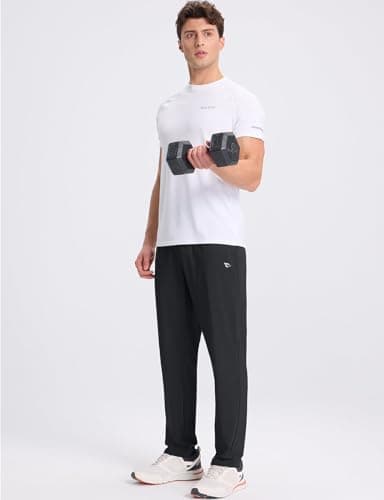 baleaf Men's Athletic Pants with Zipper Pockets Lightweight Quick Dry Tapered Sweatpants for Track Workout Jogging Running Black M - Image 7