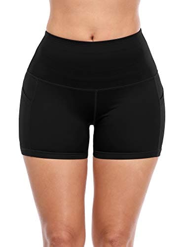 CADMUS High Waist Athletic Shorts for Womens Yoga Fitness Workout Running Shorts with Deep Pockets,3 Pack,1016,Black & Black & Black,X-Large - Image 3