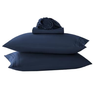 Yibeizi Navy Blue Sheet Set Twin Size, Kids Bedsheets Microfiber Deep Pocket Cute Bed Sheet & Pillowcase Sets 3 Pieces - Image 1