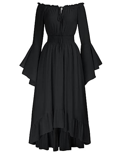 Scarlet Darkness Women Renaissance Medieval Dress Halloween Costumes Off Shoulder Dress Black XL - Image 1