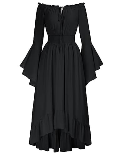 Scarlet Darkness Women Renaissance Medieval Dress Halloween Costumes Off Shoulder Dress Black XL - Image 1