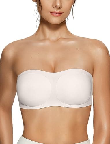 Vertvie Women's Wireless Strapless Bra Seamless Padded Bandeau Bra Non-Slip Silicone Tube Top Push Up Convertible Bralette (White,Medium) - Image 1