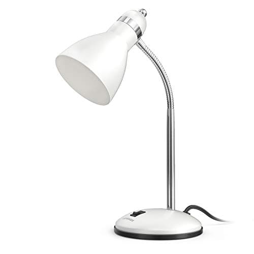 LEPOWER Metal Desk Lamp, Adjustable Goose Neck Table Lamp, Eye-Caring Study Desk Lamps for Bedroom, Study Room and Office (White) - Image 1