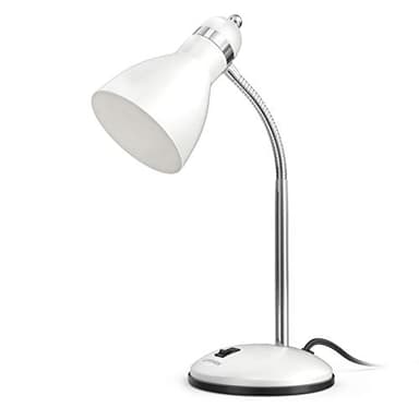 LEPOWER Metal Desk Lamp, Adjustable Goose Neck Table Lamp, Eye-Caring Study Desk Lamps for Bedroom, Study Room and Office (White) - Image 1