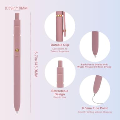 Ddaowanx Gel Pens, 6 Pcs 0.5mm Quick Dry Black Ink Pens Fine Point Smooth Writing Pens, Cute Office School Supplies Gifts for Women - Image 3