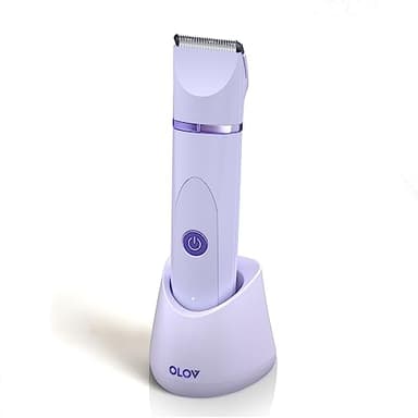 OLOV Electric Body Hair Trimmer - Groin Trimmer for Men - Bikini Trimmer Women - Wet/Dry Shaver Groomer, Replaceable Ceramic Blade Heads, USB Recharge Dock, Waterproof Hygiene Razor,Purple - Image 1