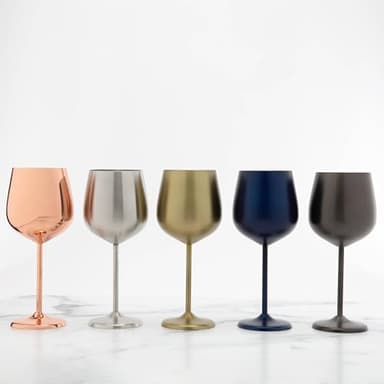 Cambridge Silversmiths 4 Piece Set of 18 oz Copper All Purpose Single Wall Wine Glasses - Image 6