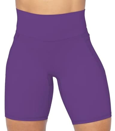 Sunzel No Front Seam Biker Shorts for Women with Pockets, Yoga Workout Gym Bike Shorts with Tummy Control 8" Inseam Petunia Small - Image 3