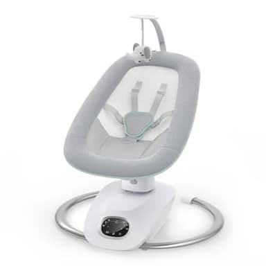Momcozy CocoSway 3D-Motion Baby Swing for Infants to Toddlers, 6 Motion Modes & 4 Speeds, 180° Rotating Seat, Remote Control, Reclining Seat with 5-Point Harness, 8 Preset Lullabies, Grey - Image 1