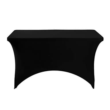 Hezuzo Spandex Table Cover for 4FT or 6ft or 8ft Table Universal Fitted Stretch Tablecloth for Party, Banquet, Wedding and Events-Black - Image 2