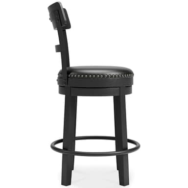 Signature Design by Ashley Valebeck Faux Leather Pub Height Swivel Barstool, 24.38" Seat Height, Black - Image 5