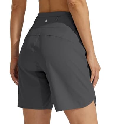 Willit Women's Athletic Running Shorts 5" Quick Dry Workout Hiking High Waisted Active Gym Exercise Zipper Pocket Dark Grey XXL - Image 2