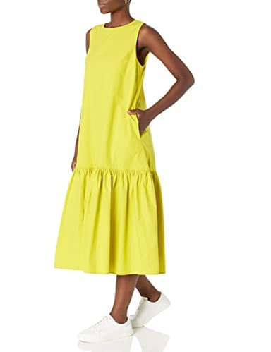 The Drop Women's Ilana Loose Sleeveless Wide-Hem Poplin Maxi Dress, Chartreuse, XL - Image 3