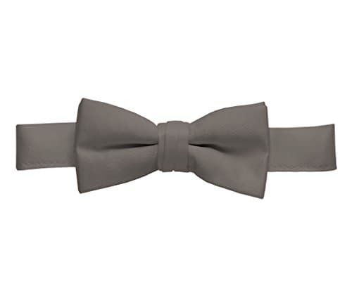 HOLD'EM Bow Tie For Mens Satin look Solid Color Adjustable Pre-tied - Men Grey - Image 1