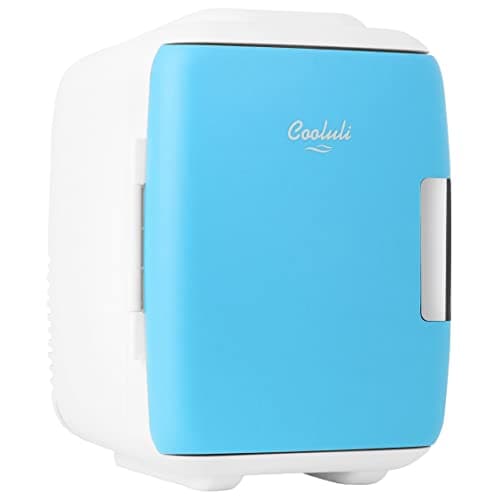 Cooluli Mini Fridge for Bedroom - Car, Office Desk & Dorm Room - Portable 4L/6 Can Electric Plug In Cooler & Warmer for Food, Drinks, Skincare Beauty & Makeup - 12v AC/DC & Exclusive USB Option, Blue - Image 1