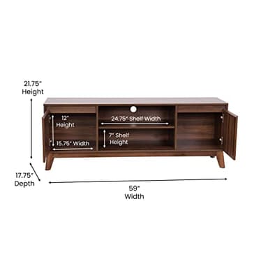 Taylor & Logan Haisley Mid-Century Modern 60" Media Center with Two Soft Close Doors and Adjustable Shelving in Dark Walnut - Image 2