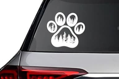 ZLKAPT White Adventure Paws Sticker, Dog Vinyl Decal Bumper Sticker, Hiking Stickers Outdoor Nature Sticker, Forest-Themed Hiking Dog Paw Car Vinyl Decal for Animal Lovers and Pet Owners 5.5x5.5" - Image 2