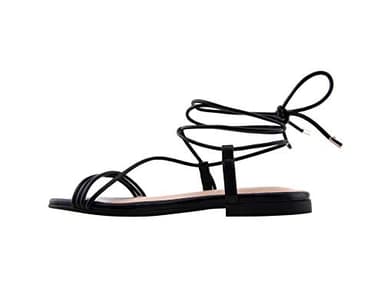 The Drop Women's Samantha Flat Strappy Lace-Up Sandal, Faux Leather Black, 7 - Image 3