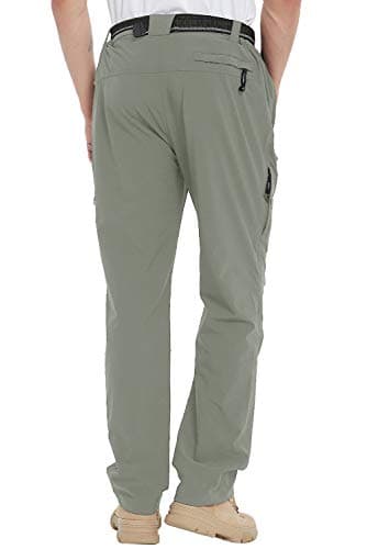 TBMPOY Men's Lightweight Hiking Pants with Belt 5 Zip Pockets Waterproof Quick-Dry Travel Fishing Work Outdoor Pants Thin Sage Green XL - Image 8