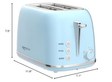 Retro 2 Slice Stainless Steel Toaster with 6 Bread Shade Settings, Bagel, Cancel, Defrost Function, Extra Wide Slot, Removable Crumb Tray, Blue - Image 7