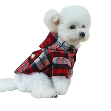 Kirei Sui Hoodie for Small Dogs Cats, Cat Apparel, Dog Shirt, Winter Clothes for Puppy Kitten Red Plaid (XS 2.2-3.3lbs) - Image 3