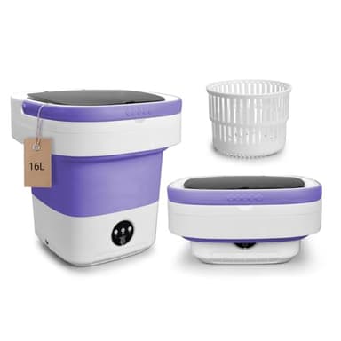 Portable Mini Washing Machine, 16L Upgraded with Spin Basket Laundry Machine, 3 Cleaning Modes Suitable for Small Clothes, Foldable Design Ideal for Hotel Campain Apartment and Home - Image 1