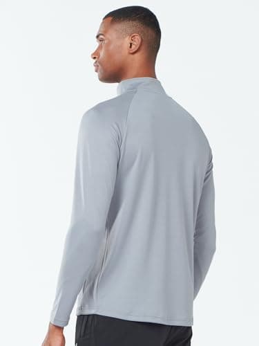 NORTHYARD Men's Running Shirt Long Sleeve Quarter Zip Pullover Moisture Wicking Quick Dry Athletic Workout Shirts LIGHTGRET-S Lightgrey - Image 3