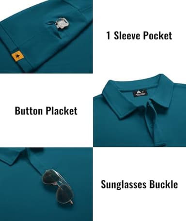 SCODI 5 Pack Mens Polo Shirts Short Sleeve Athletic Golf Polo Shirt for Men Casual Collared Summer Multipack T-Shirts L Black Grey White Teal lightkhaki - Image 3