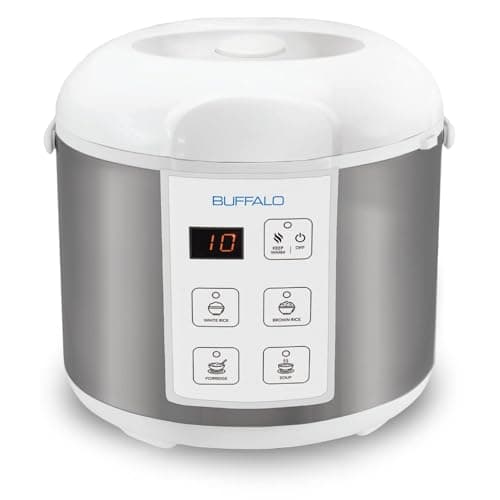 Buffalo Classic Rice Cooker with Clad Stainless Steel Inner Pot - Electric Rice Cooker for White/Brown Rice, Grain - Easy-to-clean, Non-Toxic & Non-Stick, Auto Warmer (5 Cup) - Image 1