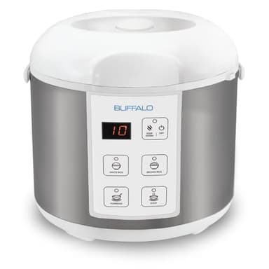 Buffalo Classic Rice Cooker with Clad Stainless Steel Inner Pot - Electric Rice Cooker for White/Brown Rice, Grain - Easy-to-clean, Non-Toxic & Non-Stick, Auto Warmer (5 Cup) - Image 1