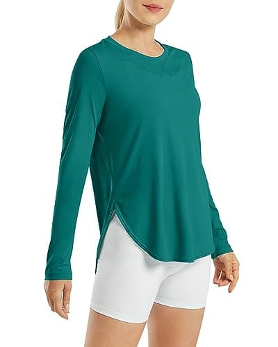 G4Free Plus Size Loungewear for Women Workout Long Sleeve Tops Lightweight Athletic Gym Tops for Women(Teal,XXXL) - Image 1