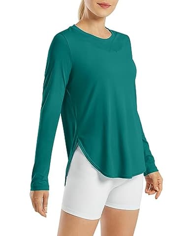 G4Free Plus Size Loungewear for Women Workout Long Sleeve Tops Lightweight Athletic Gym Tops for Women(Teal,XXXL) - Image 1