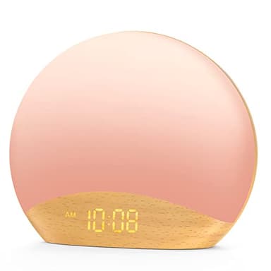 HOUSBAY White Noise Machine Sunrise Alarm Clock, Wake Up Light, Dimmable Night Light, 26 Natural Sounds, Gentle Wake up & Sound Machine for Sleeping, Adults, Kids, Baby-Wooden - Image 1