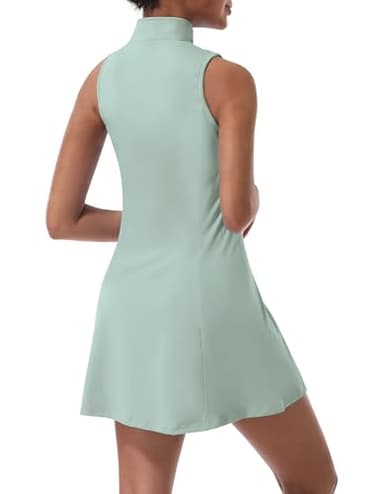Tennis Dress for Women, Tennis Golf Dresses with Built in Shorts and Pockets for Sleeveless Workout Athletic Dresses Mint Green - Image 2