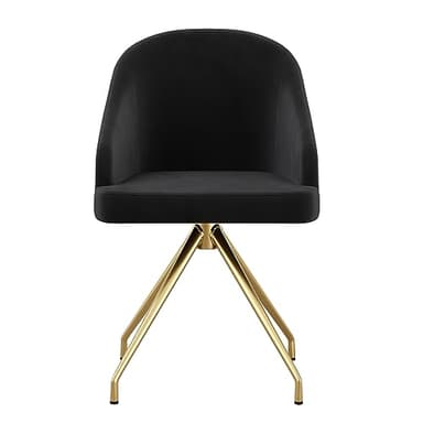 Martha Stewart Sora Stationary Swivel Task Chair with Sloped Arms for Home Office in Black Velvet with Polished Brass Frame - Image 11