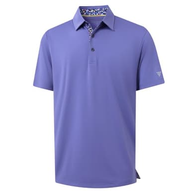 Golf Polo Shirts for Men Dry Fit Short Sleeve Performance Moisture Wicking Casual Solid Collared Men’s Polo Shirts Bluish Violet - Image 1