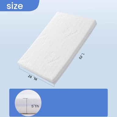 KEAWIS Memory Foam Crib & Toddler Mattress: Dual-Sided Soft Cribs mattresses for Waterproof - 52" x 27.6" x 5" - Breathable - Bamboo Toddler Bed Mattress Fits Baby and Kids - Image 3
