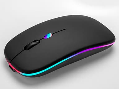 AIKOKOK Wireless Bluetooth Mouse Rechargeable Laptop Mice with LED Use Portable(BT5.2 and USB 2.4G) Dual Mode Connection Silent Slim Computer Mouse for Laptop/iPad Tablet/Apple MacBook/PC (Black) - Image 9