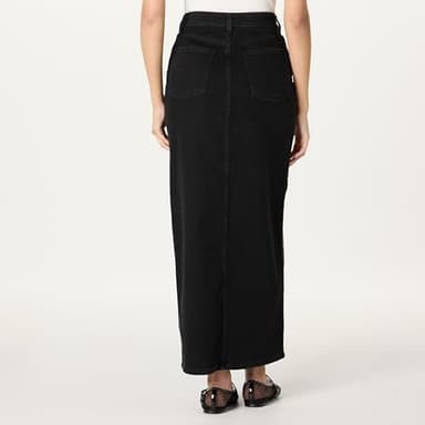 The Drop Women’s Rylie Maxi Denim Skirt with Front Slit, Black, XXL, Plus Size - Image 2