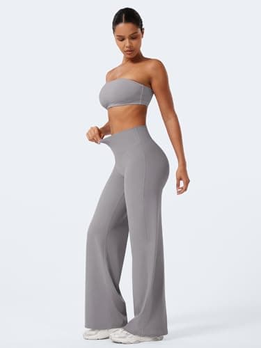 YEOREO Workout Leggings Womens No Front Seam Straight Leggings 31.5" High Waist Buttery Eddiy Gym Yoga Pants Gray XS - Image 8
