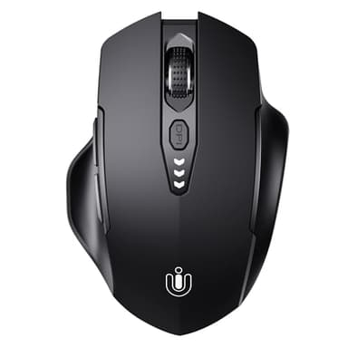 Uineer Wireless Bluetooth Mouse,[Upgraded] Rechargeable (BT 5.0/4.0+2.4G Hz),Computer Mouse with Visible Battery Level, 4 Adjustable DPI, Portable PC Mouse for MacBook Chromebook,Black - Image 1